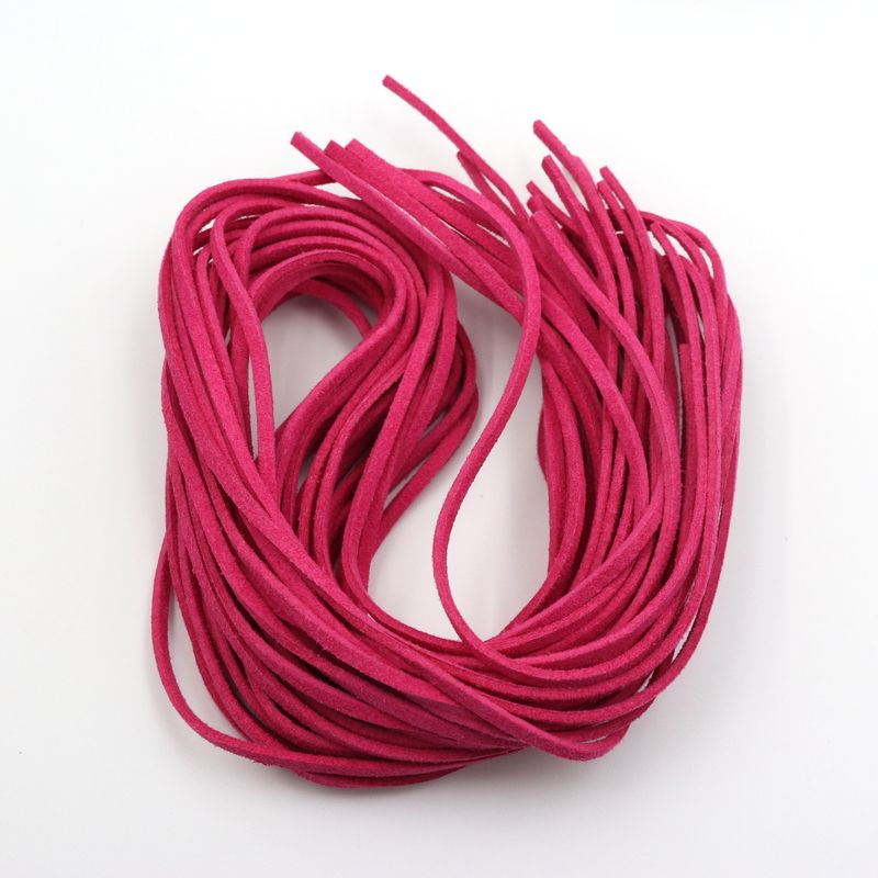 5pcs 1m 3mm Flat Faux Suede Korean Velvet Leather Cord DIY Rope Thread Jewelry Making Decorative Handicrafts Accessories: Rose Red