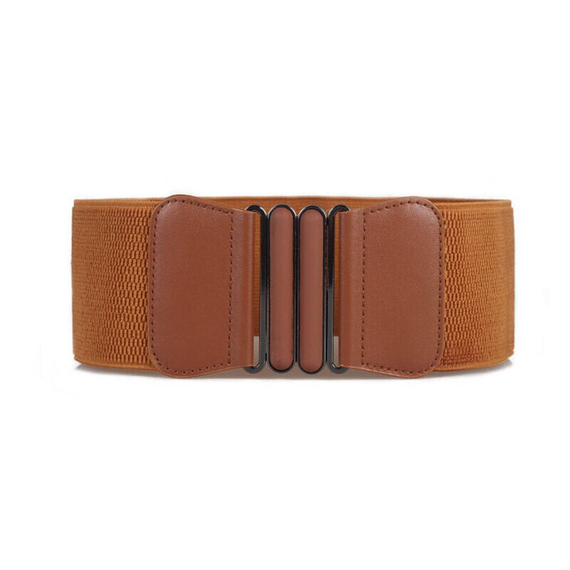 Frauen 3 "Breiten Gürtel Elastische strecken schnallen Bund Dame Cummerband Plus Größe Mädchen Bund Taille Dichtung Breiten Gürtel Frauen: Braun
