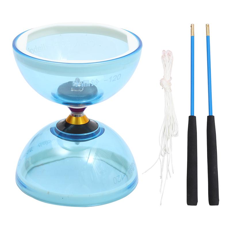 Yoyo chinois, jeu de roulement de diable, ensemble de roulement de Yoyo chinois Kongzhu Yo-Yo avec bâtons à main et jouet de jonglerie à cordes: Blue