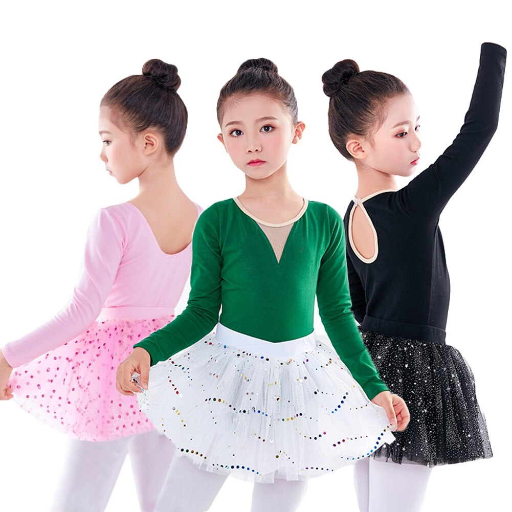 Kids Girls Layered Stars Sequins Tutu Skirt Children Princess Ballet Dance Dress Long Sleeve Fluffy Petticoat Skirt