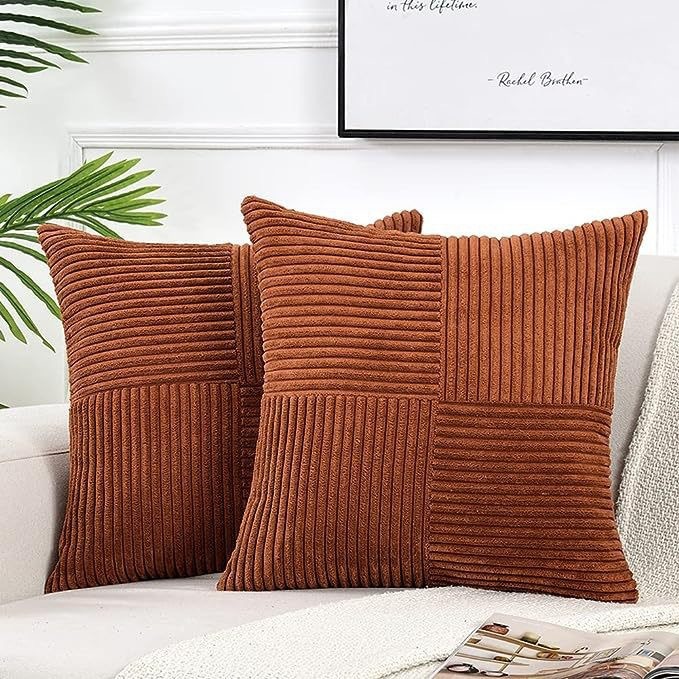 Green Textile Throw Pillow Covers 18x18 Inch for Living Room Couch Bed Sofa Soft Striped Corduroy Square Cushion Case 45x45 Cm: 470*740mm / Pink