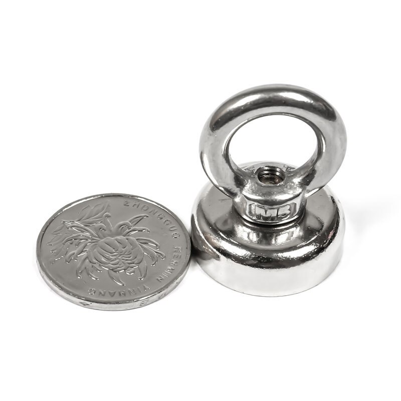 Puissants aimants d'anneau en forme de boulon à œil | Diamètre de 25mm argent Super pêche aimants en mer profonde pour aimant puissant circulaire
