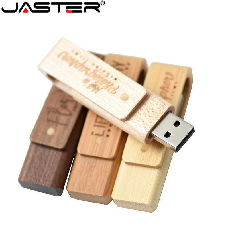 Jaster USB2.0 Hout Rotatie Flash Drive Usb 4 Gb 8 Gb 16 Gb 32 Gb 64 Gb Pen Drive bruiloft Herdenkingsmunt U Disk