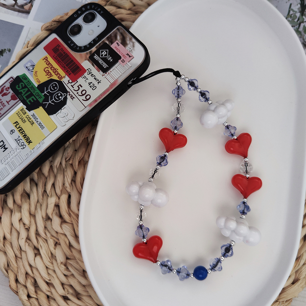 Herlook Heart Telefoonband Korea Mode Witte Wolken Telefoon Charme Voor Mobiele Telefoon Trendy Y Y 2K Accessories
