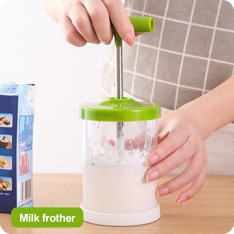Espumador de leche Manual horneado en casa, Espumador de café y leche de plástico, batidor de huevo, espuma blanca, verde, rojo, estilo clásico, de