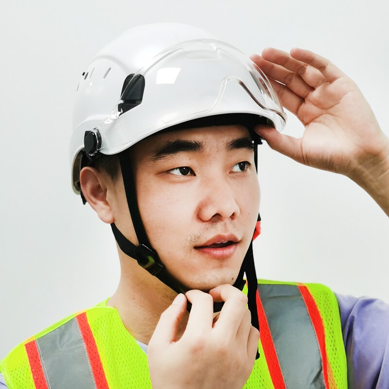 Safety Helmet With Goggles Men&#39;s Construction Hard Hat ABS Protective Helmets Work Cap For Working Climbing Riding