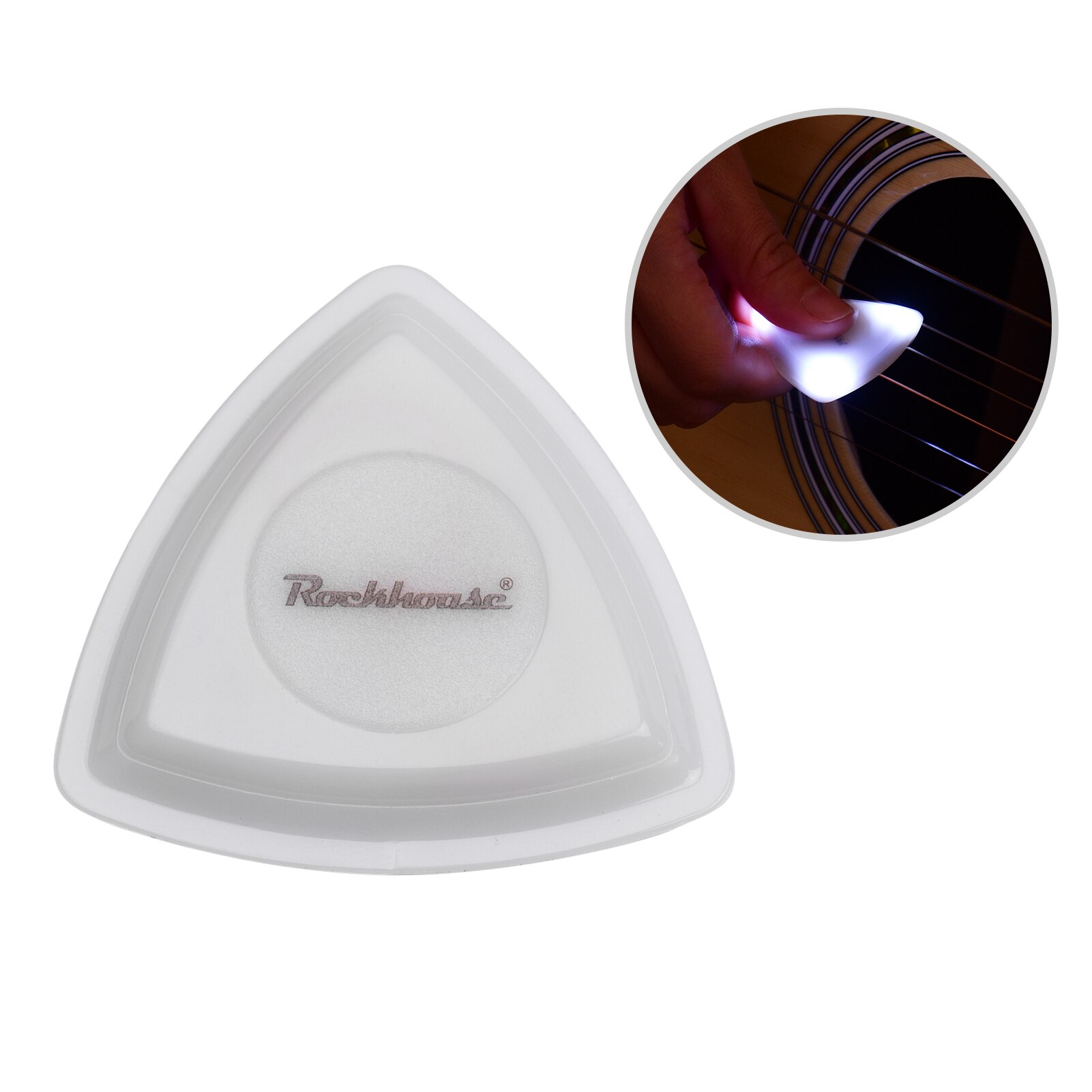 Rockhouse LED Guitar Pick Luminous Guitar Picks Built-in 3pcs LEDs for Acoustic Folk Guitar Electric Guitars Accessories: White