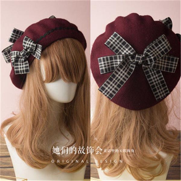 Lolita hat fransk baret uld kasket beanie ski butterfly pige kvinder klassisk 17 farver: 11