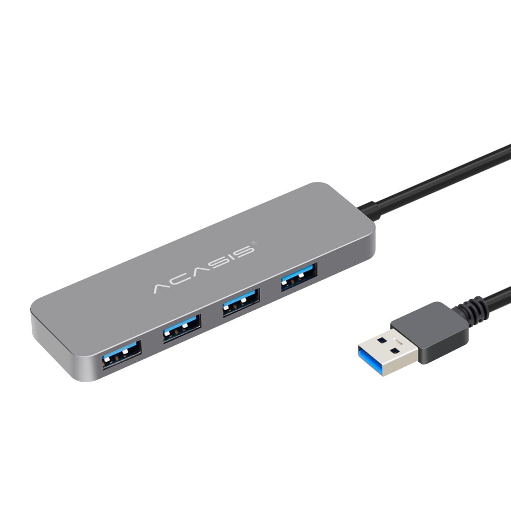 Acasis slim high speed usb 3.0 hub switch, externe 4 -poorts usb-splitter met laptop 4- poorts adapterhub - gray line 20cm: Grijze hub