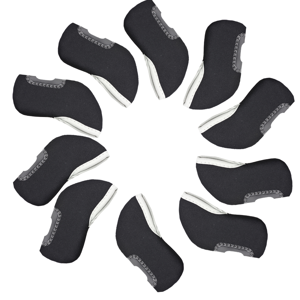 10 Stks/set Golfclub Head Covers Golf Ijzeren Headcovers Guard Geen Nummer Zichtbaar Raam Mouw Cover Clubhoofdhoezen Past Op Alle Merken: Black