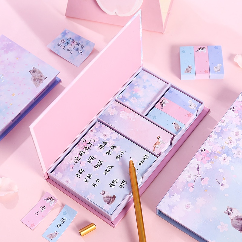 Notes Bookmark Gilded Sticky Note 4 Pad Sticky Note Self-Stick Pad Note 80 Sheet/Pad for School Office Family Post-it TP