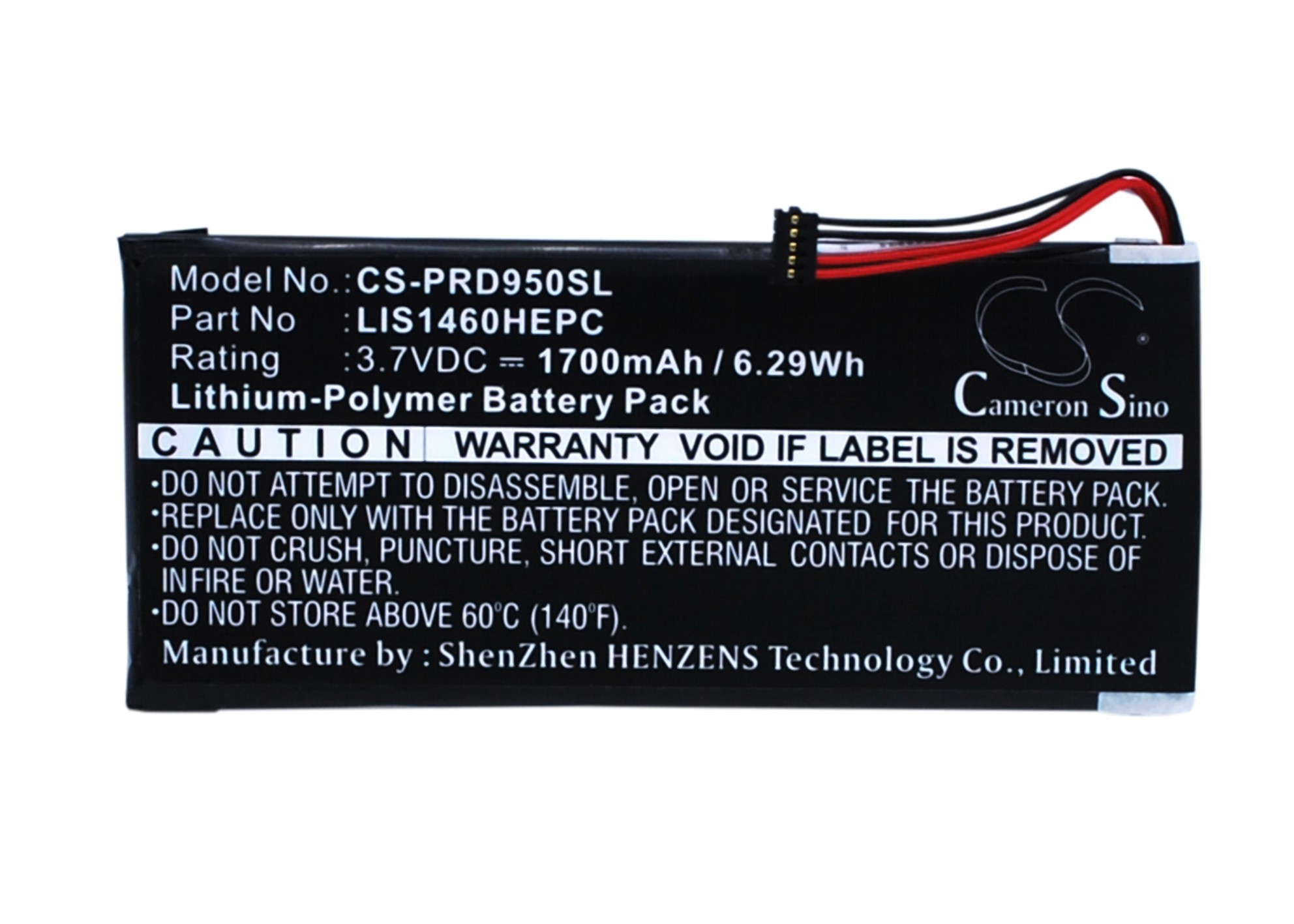 Cameron Sino 1700mAh Batterij 1-853-020-11, LIS1460HEPC, LIS1460HEPC (SY6) voor Sony PRS-950, PRS-950SC