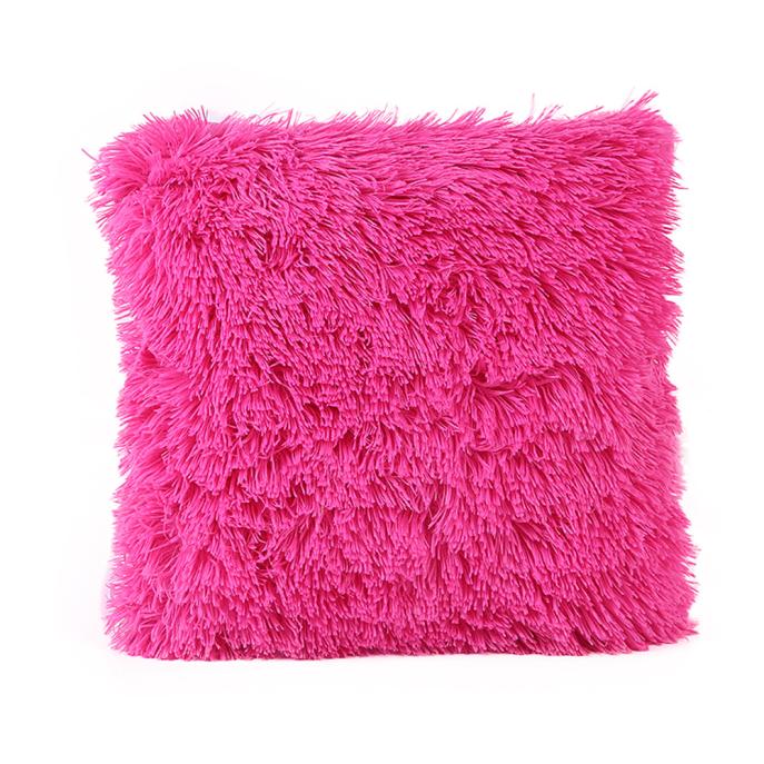 43cm*43cm Pillow Case Sofa Plush Square Waist Throw Cushion Cover Home Decor Throw Pillowcases Home Euro Pillow Covers J#2: Hot Pink