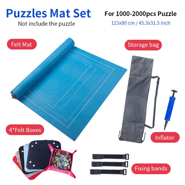 Puzzels Mat Jigsaw Roll Voelde Mat Speelkleed Puzzels Deken Voor Tot 2000 Stuks Puzzel Accessoires Draagbare Reizen Opslag tas: 2000set blue