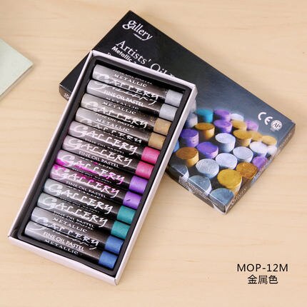 Wax caryon set 24/36/48pcs to choose children artistic oil painting stick: metallochrome 12pcs