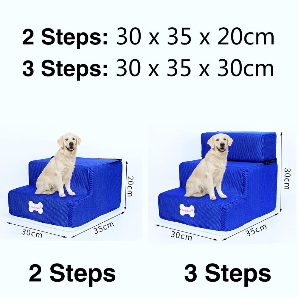 Hond Trap Hond huis Ademend Anti-slip Verwijderbare Huisdier Bed Trappen Hond Oprit 2 Stappen Ladder voor Kleine Honden лестница для собак: D / 3 Steps