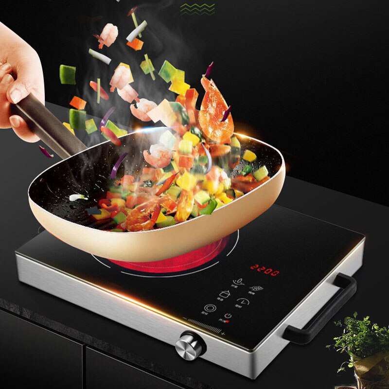 Kitchen Electric Induction Cooker Cooktop Mini Burner Portable Home Countertop Cooker Appliance Cooking Tools 2200W 220V