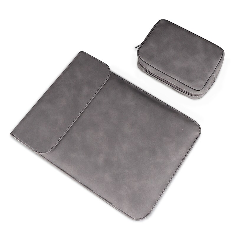 Weiche PU Leder Tasche Laptop Sleeve Für Macbook Air Pro 11 12 13,3 14 15 zoll Notebook Tablet Fall Abdeckung für Xiaomi Asus Frauen Männer: deep grey-Set / 14-15 inch