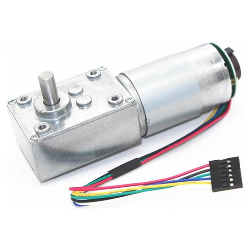12V Dc Motor,High Torque Worm Geared Motor Reduction Motor with Encoder Srong Self-Locking (16Rpm)