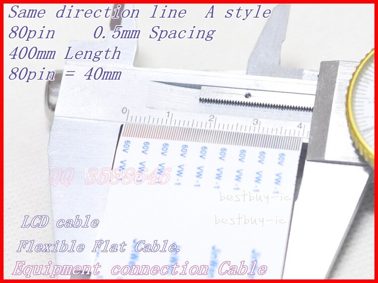 0.5mm Spacing +400mm Length +80Pin A / same direction line Soft wire FFC Flexible Flat Cable. 80P*0.5A*400MM