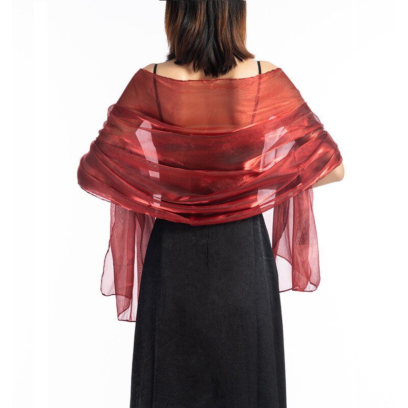 Bryllup sjaler og vikler 170*70 mørkegrå fest aftenkjole bryllup wrap bolero cape sjal ren farve langt tørklæde: Burgunder