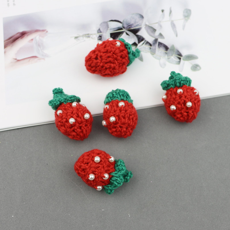 5Pcs Hand Breien Cherry/Aardbei Ornamenten Diy Craft Supplies Kids Hair Pin Accessoires Hoed Schoenen Kleding Decor Materiaal