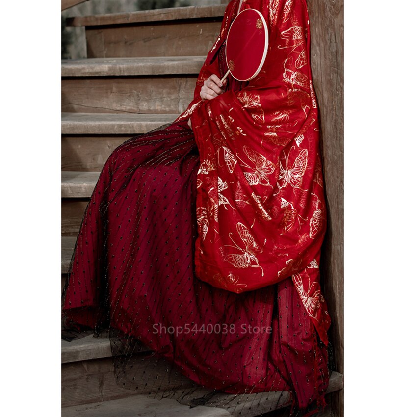 Disfraz chino antiguo Hada Cosplay Hanfu Dinastía Tang rojo boda folclórico tradicional china vestido para mujer ropa de Año