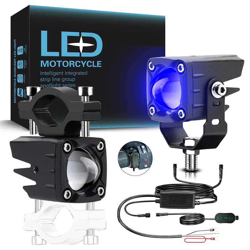 Motorsykkel led-tåkelys 120w 18000lm 6 lysmoduser led-ekstralys kompatible med traktor, lastebil, atv, utv, suv: Blå