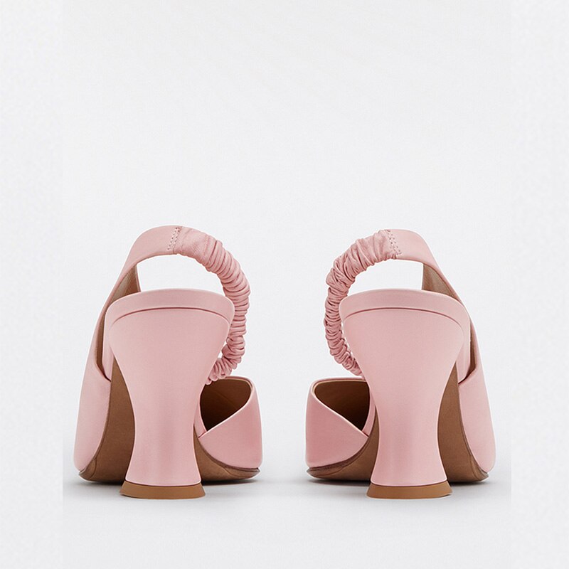 Roze Vierkante Neus Hoge Hakken Vrouwen Retro Effen Kleur Slingback Sandalen Vrouwen Lente/Zomer Mode Vrouwelijke schoenen