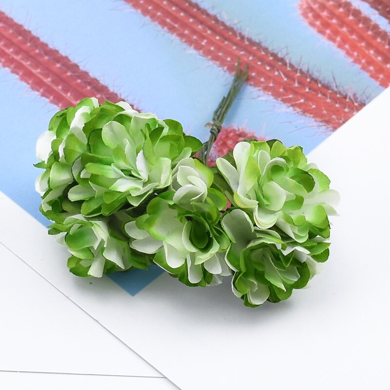 6 stykker papir nellike blomster dekorativ krans brud håndled broche juleblomster gør det selv bryllup boks kunstige blomster: 7