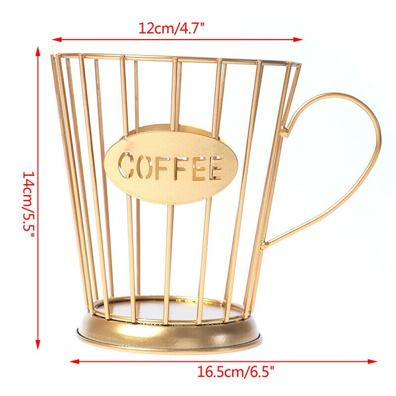 Panier de rangement universel pour capsules de café, support de rangement pour dosettes de café Nespresso, hôtel, rangement de cuisine domestique: Gold 16.5x12x14cm