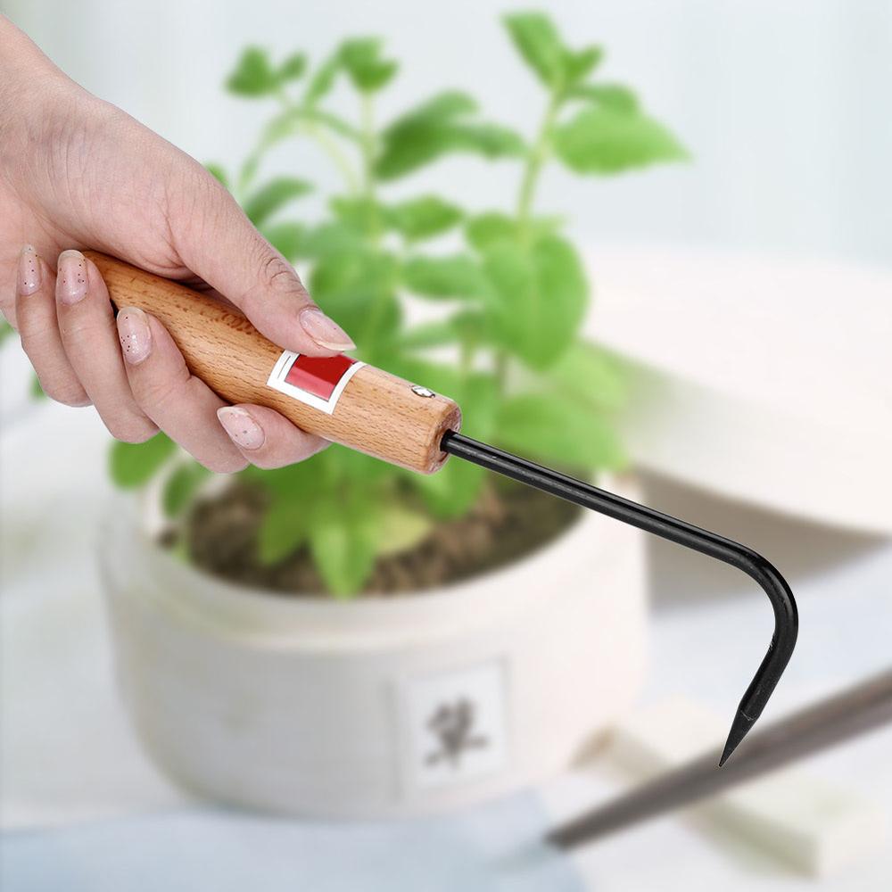 Bonsai værktøj krog robust mangan stål bonsai rod krog med træ håndtag have bonsai værktøj krog robust mangan krog