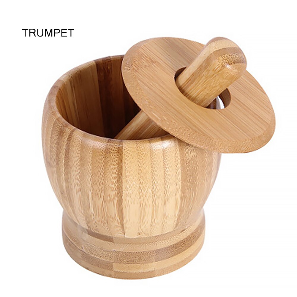 Juego de mortero y cardo, Bol de bambú, trituradora de prensa de ajo para Guacamole, cocina, pimienta, tazón de prensado de ajo, práctico,: S
