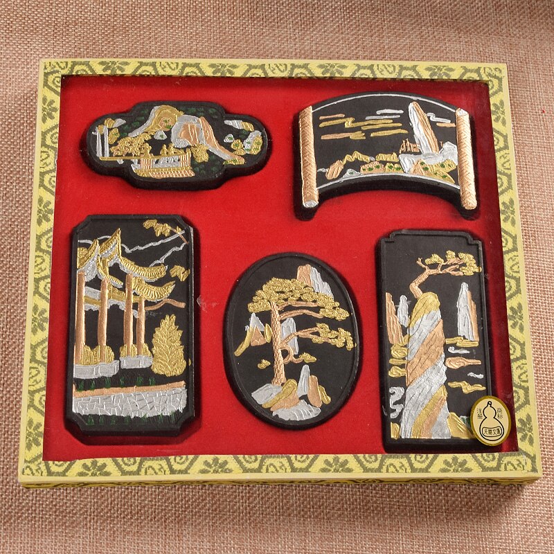 Exquisite Hui Ink Block Traditional Chinese Painting Ink Stick Set Calligraphy Writing Drawing Inker Ink Collection Box Set