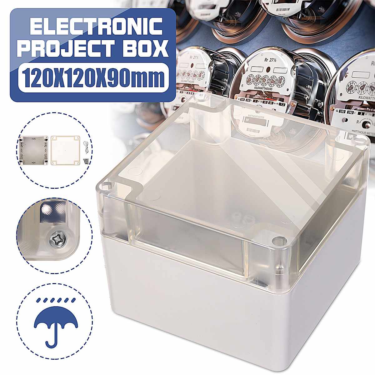 6 Size Waterproof Plastic Enclosure Box Electronic Project Instrument Case Electrical Project Box Outdoor Junction Box Housing: A 120x120x90