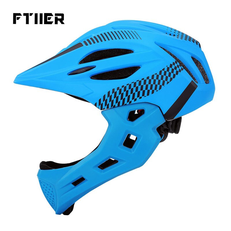 Casque de cyclisme pour enfants, intégral du visage, amovible, pour vtt, descente, équipement de sécurité: blue