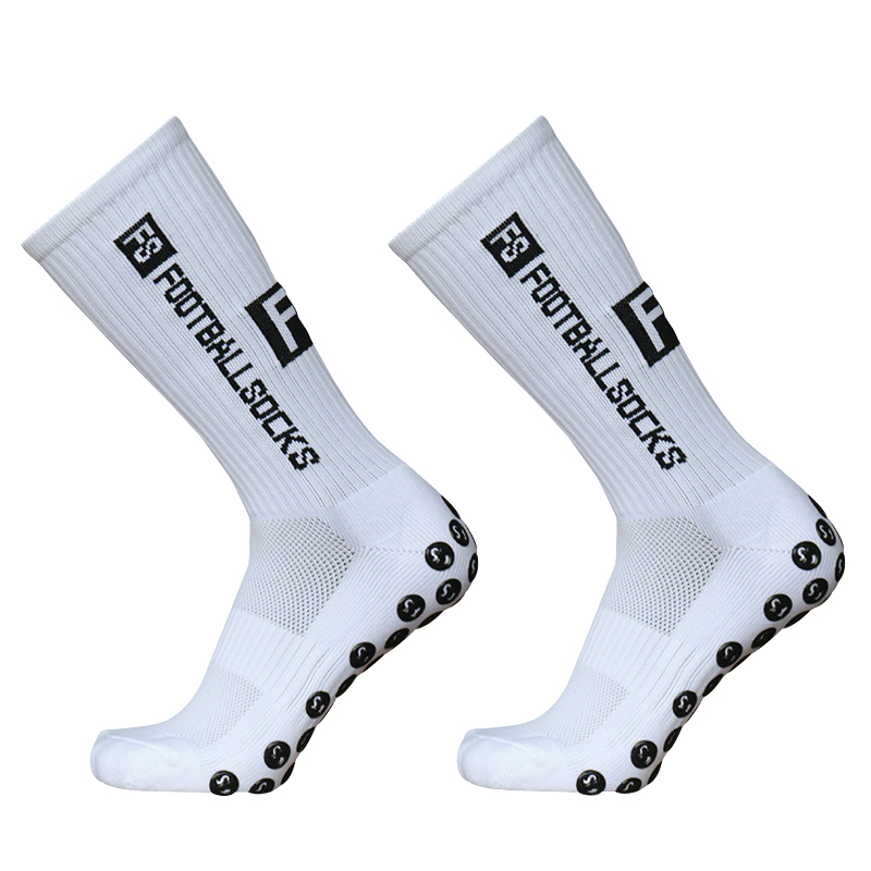 Sports Anti Slip Soccer Socks Cotton Football Men Grip Socks calcetas antideslizantes de futbol: Silver