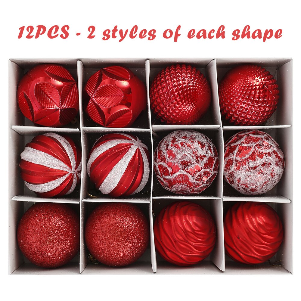 12pcs 6cm Luxury Christmas Tree Ornaments Balls Hanging Xmas Tree Decor Ball for Home Year Party