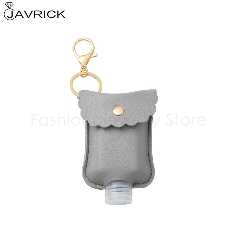 60ml Tragbare Squeeze Flasche Leere Dicht Kunststoff Reise Flasche für Hand Sanitizer mit Leder Keychain Halter Clips: Grau