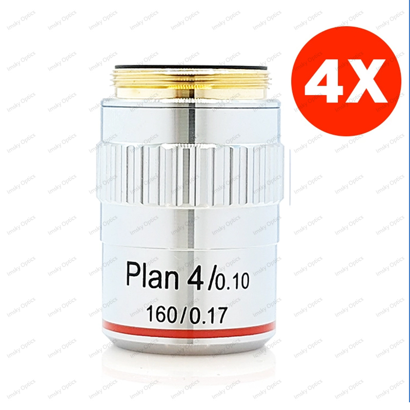 Lente objetivo acromática de Plan de microscopio 4X 10X 20X 40X 100X objetivos de microscopio metalúrgico biológico rosca de 20,2 RMS: Rosa