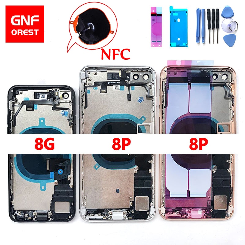 Full Back Cover For iphone 8 8G 8 Plus Housing Battery Door Middle Chassis Frame Housings Assembly Door Rear with Flex Cable nfc