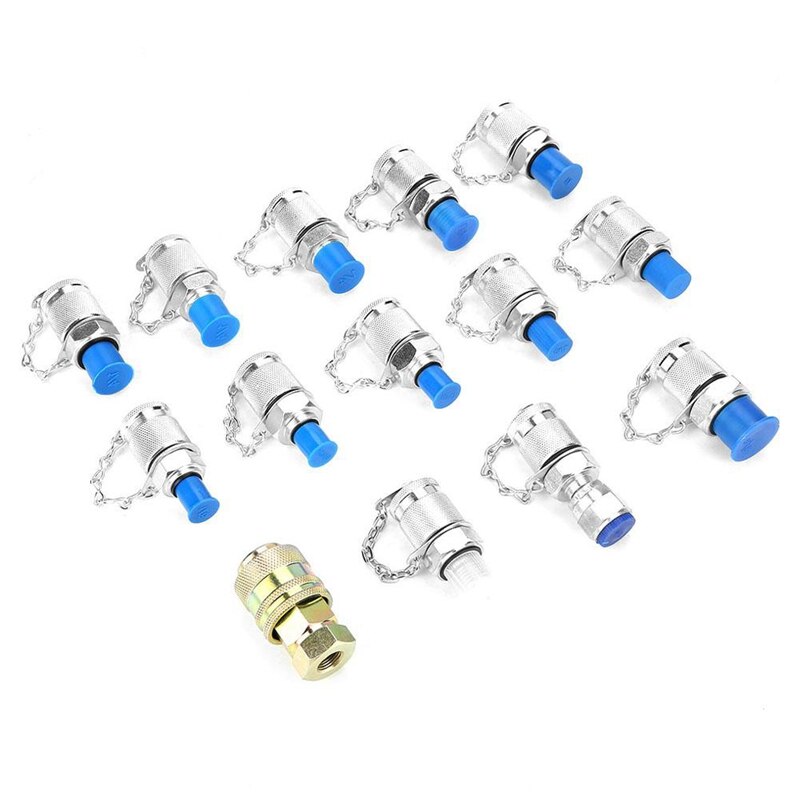 14Pcs Hydraulic Pressure Test Point Testing Coupling Adapter Set for Hydraulic System Kit