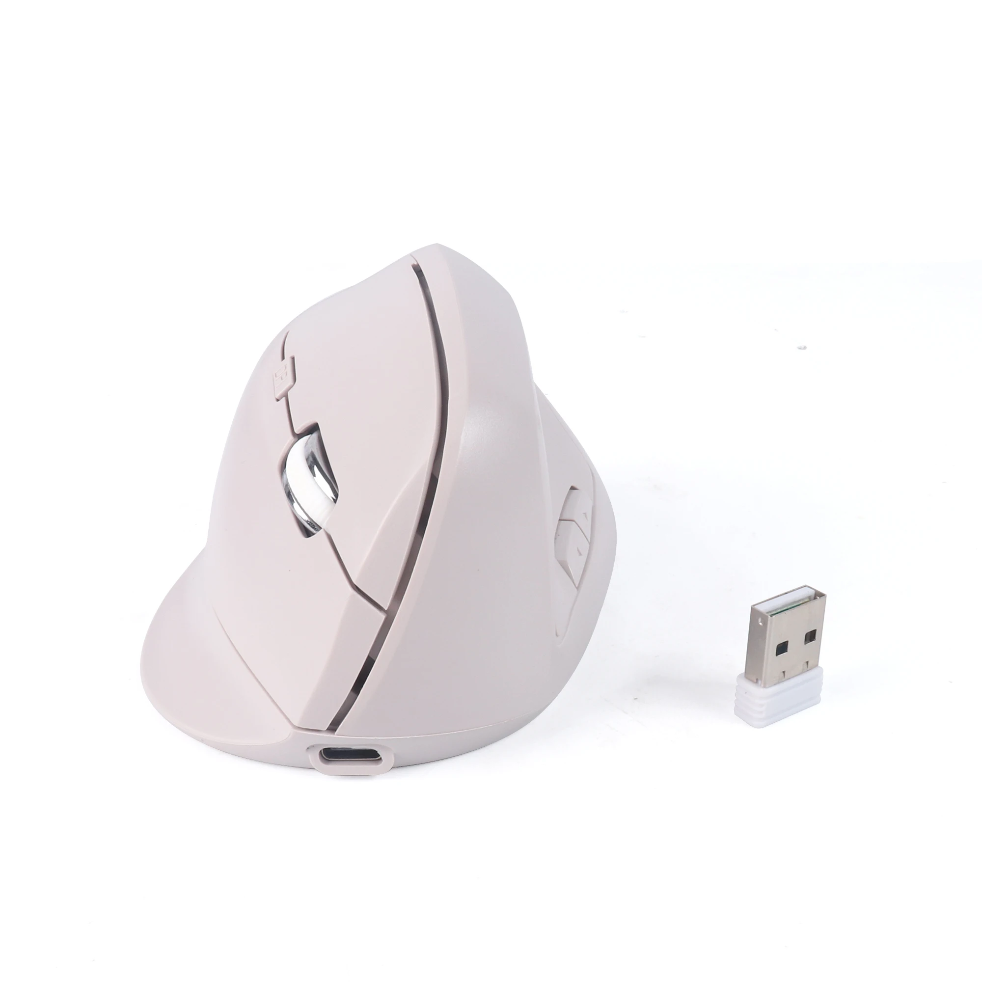 Wireless Vertical Mouse 2.4G Bluetooth Dual-mode Rechargeable Ergonomics Low Noise Button Office Use Mause With Side Buttons: GRAY