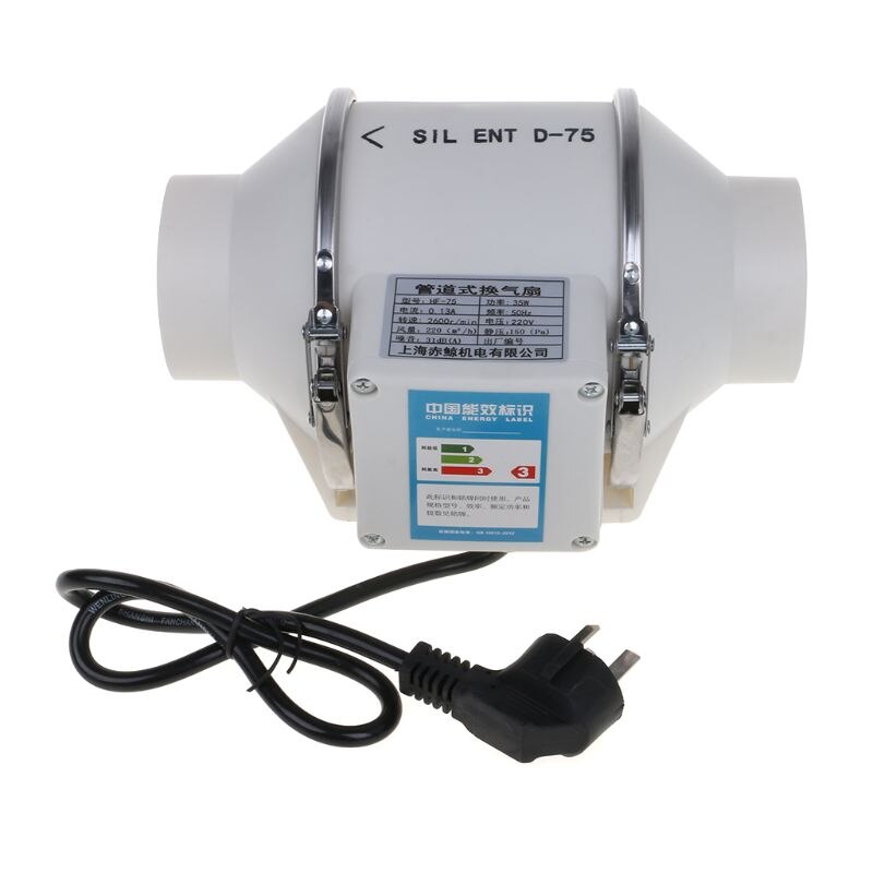 Inline Duct Fan Pipe Extractor Booster Mini Ventilation Fans Ceiling Blower Toilet Ventilator
