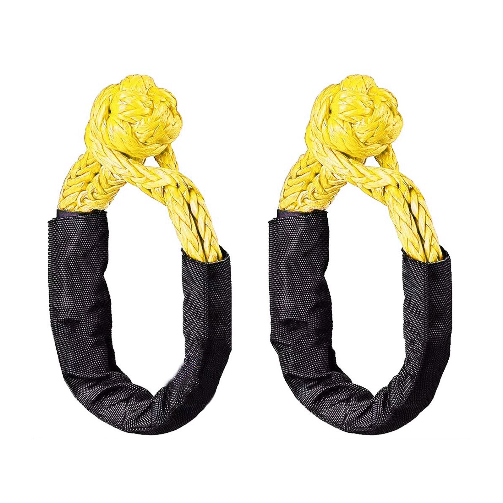 2pcs Off Road Towing ATV Winch Synthetic Portable Car Broke Down Strap Accessories UTV Soft Shackle Rope With Protective Sleeve: YELLOW