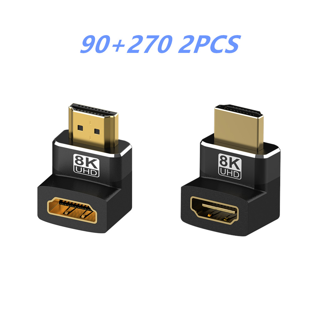 Adaptador de 90 grados Compatible con HDMI, 8K, ángulo recto de 90 grados, 270 grados, Conector de expansión macho a hembra: BLANCO
