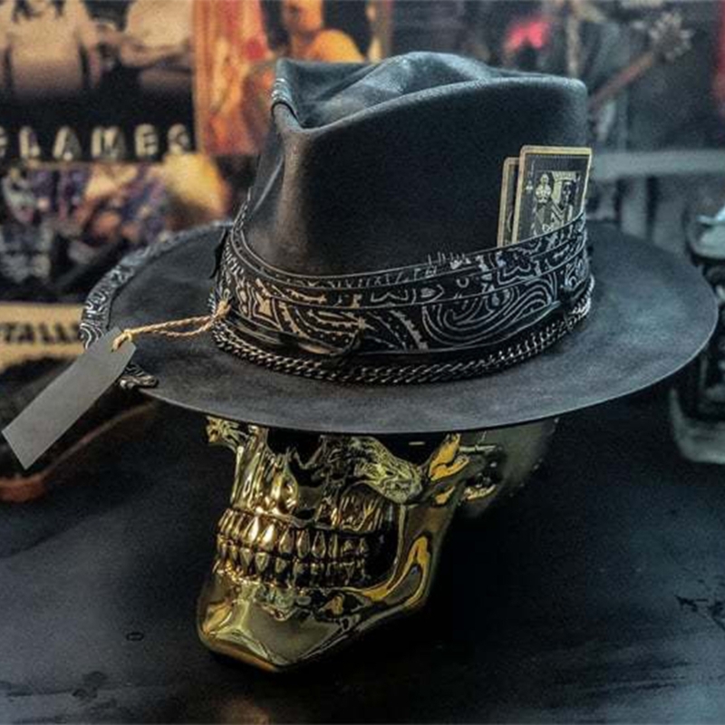 Chapeau de cowboy tête de mort fait à la main, pièce unique et chimsauna pour cosplay, masplay Tim ade, crâne effrayant, fête Billy