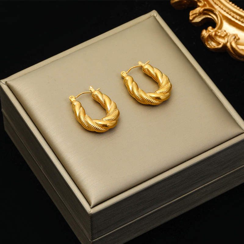 EILIECK-pendientes de acero inoxidable 316L para mujer y niña, aretes giratorios geométricos de Color dorado, joyería para la oreja que no se decolora, para , BAKьги: Chapado en zinc azul