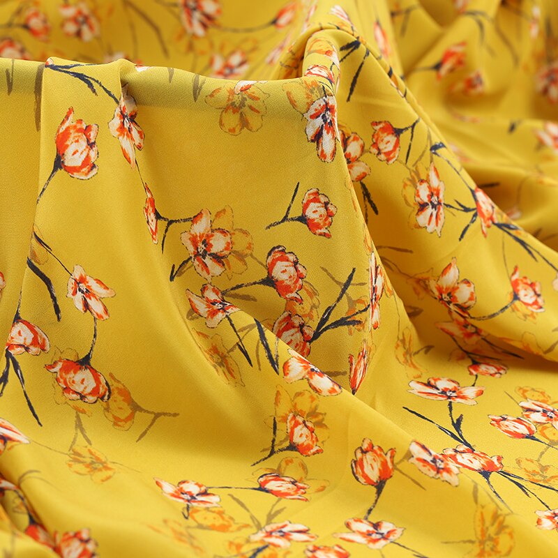 114 cm wide natural silk fabric meter 14 mm drape silk crepe de chine fabric printed fabric for dress silk cloth