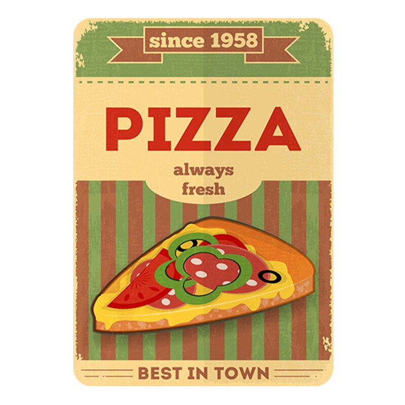 Pizza kyltti pizza ravintola ravintola retro peltimaalaus vintage metallikuva seinäkoristelu amerikkalainen minimalistinen tyyli: 9